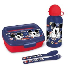 Safta Set Botella y Sandwichera con Cubiertos Mickey Mouse Happy Smiles 21x18x7cm Modelos Surtidos