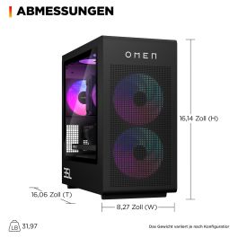 HP OMEN GT16-1471ng 35L Gaming Desktop, AMD Ryzen 7 9800X3D, 32GB RAM, 2TB SSD, NVIDIA GeForce RTX 5080, Windows 11 Home