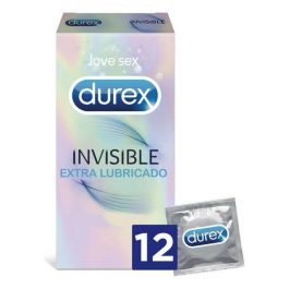Durex INVISIBLE Preservativos extra lubricados, súper finos para máxima sensibilidad y placer 12 unidades