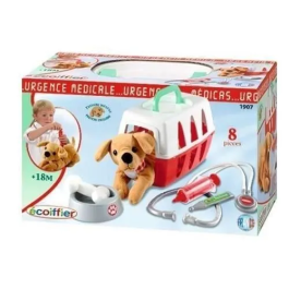 Ecoiffier Maleta Veterinaria 24 cm con Perrito de Peluche y Accesorios para Juego de Roles