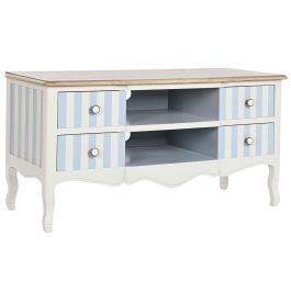 DKD Home Decor Mueble TV Mediterráneo Colección Bayona 2023 Madera Paulownia Blanco Azul Celeste 120x48x60 cm con 4 Cajones y 3 Puertas Precio: 301.50000034. SKU: S3042522
