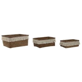 Cesta Boho DKD Home Decor Natural Blanco 17 x 10 x 23 cm Set de 3 Cesta Boho DKD Home Decor Natural Blanco 17 x 10 x 23 cm Set de 3