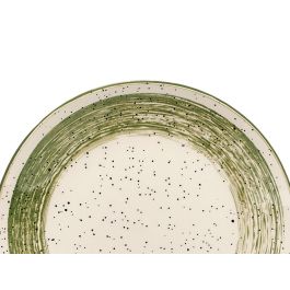 Vessia Plato Postre Patinado Verde y Blanco de Cerámica Porcelana, 19.5 cm (Set de 36)