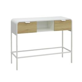 Versa Consola 2 Cajones Blanca 100x33.2x79.8 cm Melamina, Metal