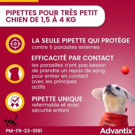 Advantix Pipetas Antiparasitarias 6 Pipetas para Perros Muy Pequeños de 1.5 a 4 kg