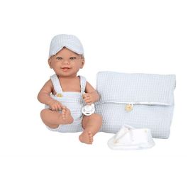 Muñecas Arias Muñeca Elegance Zoe de 42 cm, azul, con cambiador y babero, cuerpo de vinilo, niño