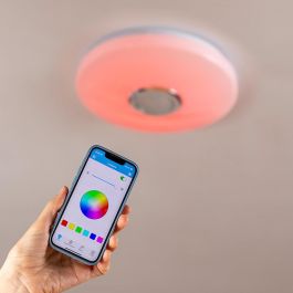 Innovagoods V0103688 Plafón LED Circular con Altavoz Bluetooth 5.2 RGB Regulable y Mando + App, Ø 29x7 cm