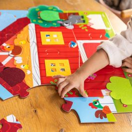 GOULA Puzzle XXL Granja Sorpresa 1110100763 - 12 Piezas con Texturas Táctiles, Juguete Sensorial Educativo para Niños +2 Años