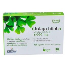 NATURE ESSENTIAL Ginkgo Biloba 6000mg. 30 Cápsulas que Favorecen la Circulación con Vid Roja, Vitaminas B-1, B-2 y B-12 Precio: 14.9499999. SKU: B15RMYF6GY