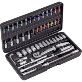 Connex Set de vasos y puntas 52 piezas con carraca reversible 72 dientes, vasos de Cromo Vanadio y estuche. Ideal para bricolaje y taller
