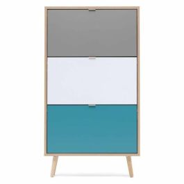 Finori Zapatero Cuba 18 pares - Roble Sonoma y Gris Claro con Pies de Madera Maciza - Diseño Moderno Escandinavo - L 70 x P 24 x H 127 cm
