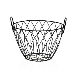Frutero Oval Alto Negro Versa 19.5x21.5x28.5 cm Metal (2 Unidades) Frutero Oval Alto Negro Versa 19.5x21.5x28.5 cm Metal (2 Unidades)