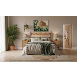 Giner y Colomer Cabecero Madera Maciza de Teca 174 cm con Rejilla Trenzada Natural