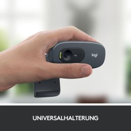 Logitech C270 Webcam HD 720p para Videollamadas y Grabación, Micrófono Reducción Ruido, Ajuste Luz Auto, Clip Universal