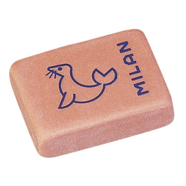 Milan Goma de borrar 445, Suave Miga de Pan con Dibujos Infantiles y Colores Surtidos, Ideal para Lápiz, 3.1x2.3x0.9 cm