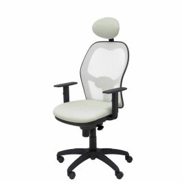 PIQUERAS Y CRESPO Silla Jorquera malla blanca asiento bali gris claro con cabecero fijo PIQUERAS Y CRESPO Silla Jorquera malla blanca asiento bali gris claro con cabecero fijo