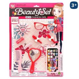 Juinsa Juego de Belleza Infantil con Teléfono Móvil para Niñas, Set de Tocador de Juguete con 24 Accesorios, Plástico, Edad 3+ Años