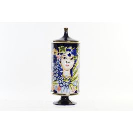 DKD Home Decor Jarrón Decorativo de Porcelana Shabby Colección Margot con Cara, Multicolor y Negro, 38 cm Alto