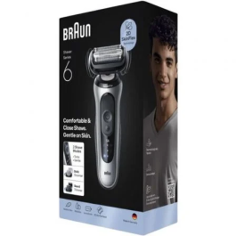 Braun Afeitadora Series 6 62-S1650S con Batería y 2 Accesorios para Cara, Cabeza y Cuerpo