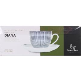Set 2 Tazas Diana 200 cc con Plato - Porcelana Extra Blanca - Santa Clara (6 Cajas) Set 2 Tazas Diana 200 cc con Plato - Porcelana Extra Blanca - Santa Clara (6 Cajas)