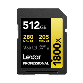 Lexar LSD1800512G-BNNNG Tarjeta SDXC Professional 1800x 512 GB UHS-II Clase 10 V60 Velocidad Lectura 280 MB/s Escritura 205 MB/s Precio: 162.50000041. SKU: B14ZZDEWGL
