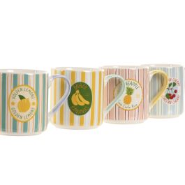 DKD Home Decor Taza Moderna de Porcelana/New Bone Verde/Azul 400ml - Apta Microondas y Lavavajillas (12 Unidades) 8.5 x 9.6 x 12 cm