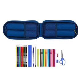 Safta Plumier Mochila Escolar Blackfit8 Oxford con 4 Portatodos Llenos, Resistente Poliéster 600D, Azul Oscuro