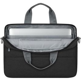 Rivacase 7522 Maletín para portátil Prater 14 pulgadas negro, de poliéster, con tirante para hombro y compartimento para tablet