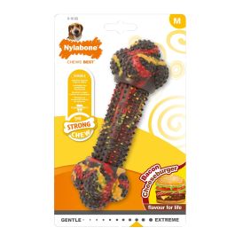 Nylabone Strong Chew Flavor Frenzy Mordedor para Perros Masticadores Fuertes, Sabor Bacon Cheeseburger, sin Calorías, Talla M