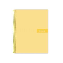 Cuaderno Espiral Liderpapel A4 Crafty Tapa Forrada 80H 90 gr Cuadro 4 mm Con Margen Color Amarillo 5 unidades