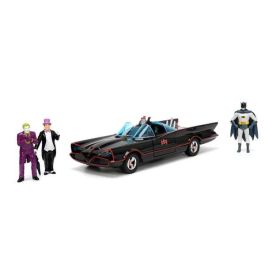 Coche metal batmóvil 1966 classic con 4 figuras de metal escala 1:24 19 cm