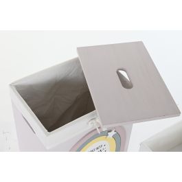 DKD Home Decor Cesta Ropa Kids, Set de 5 Cestas Organizadoras Paulownia, Colores Surtidos Blanco, Rosa, Gris, Amarillo. Medidas 30x40x55 cm