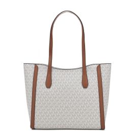 Bolso de Hombro Michael Kors Leida Beige 34 x 29 x 12 cm