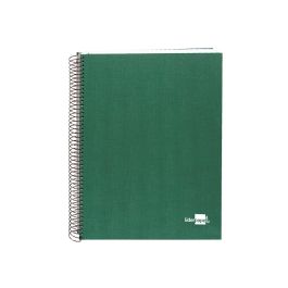 Cuaderno Espiral Liderpapel A5 Micro Papercoat Tapa Forrada 140H 75 gr Cuadro5 mm 5 Bandas 6 Taladros Verde