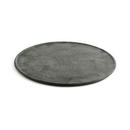 Quid Plato Pizza Cerámico Mineral Gres Negro 33 cm (6 Unidades), Texturizado y Alta Resistencia, Fabricado en España, Apto Lavavajillas y Microondas.