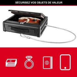 Master Lock Caja Fuerte Compacta de Seguridad con Cable de Fijación de Acero, Bloqueo Llave, Formato S, Negra, 2 Llaves
