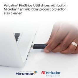 VERBATIM PENDRIVE PINSTRIPE 32GB HIGH SPEED RETRACTIL USB 3.2 NEGRO