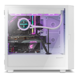 Nox NXHUMMERBIOSWH Caja Gaming Semitorre Hummer BIOS con Pantalla LCD 8", Panel Mesh, Cristal Templado, USB 3.0/Type-C, ATX, Blanca