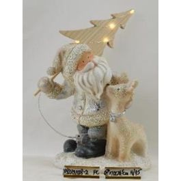 DKD Home Decor Figura de Navidad Moderna con Luz LED, Resina Verde Gris, Pack de 3 Unidades, Medidas 11x23.5x18 cm, Modelos Surtidos