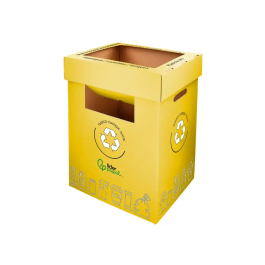 Liderpapel Contenedor Papelera Reciclaje para Envases 70L Amarillo 450x350x650mm Cartón Reciclado