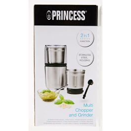 Princess 221040 Picadora y Molinillo 2 en 1 para alimentos, especias y café 200W 0.19L Acero Inoxidable