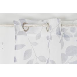 DKD Home Decor Cortina Visillo Oriental de Hojas Poliester Azul Blanco 270 x 140 cm - Pack 2 Unidades