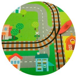 Cefa Alfombra de foam Tren City Adventures con circuito, tren a batería, accesorios y 59 piezas para +3 años