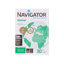 Navigator Papel Din A4 80 Gramos Paquete 500 Hojas | 100% Libre de Atascos, Calidad UHD, Blanco, Certificado Ecolabel y FSC