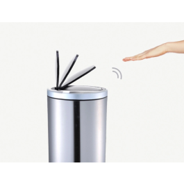 Q-connect Papelera con Sensor Automático de Metal, Cromada, Capacidad 10 Litros