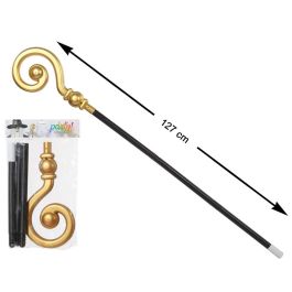 Bastón Espiral Dorado 127 cm para Disfraces Navideños o Fantásticos, Accesorio para Elfos, Reyes Magos y Hadas