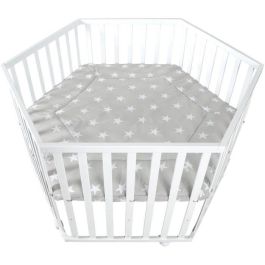 Roba AAAIG92169 Parque infantil hexagonal de madera lacada en blanco LITTLE STARS, altura regulable, funda acolchada, ruedas con freno. Precio: 216.99926556. SKU: B1JNFF3WRG