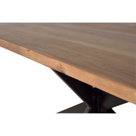 GINER Y COLOMER Mesa de Comedor Acacia Natural con Patas de Metal Negro 180x100 cm