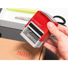 Q-connect Sello Entintado Automático Pagado 14x38 mm Color Rojo