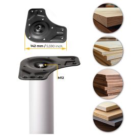 Emuca Lote de 4 patas para mesa, diámetro 60mm, H 830mm, Acero, Pintado blanco